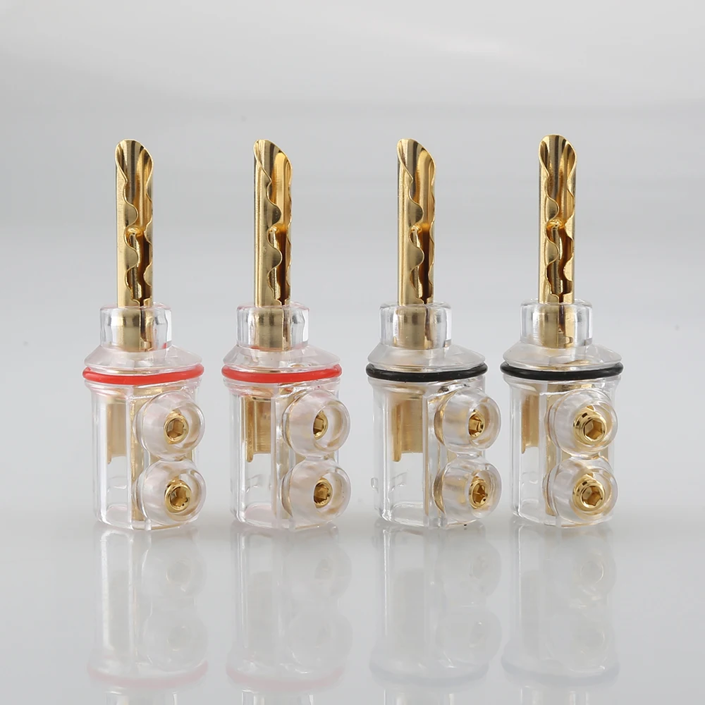 

4pcs Hifi audio Rhodium plated Gold plated BFA banana Transparent Cover Audio Banana Plug 1Set 4mm for speaker cable without Box