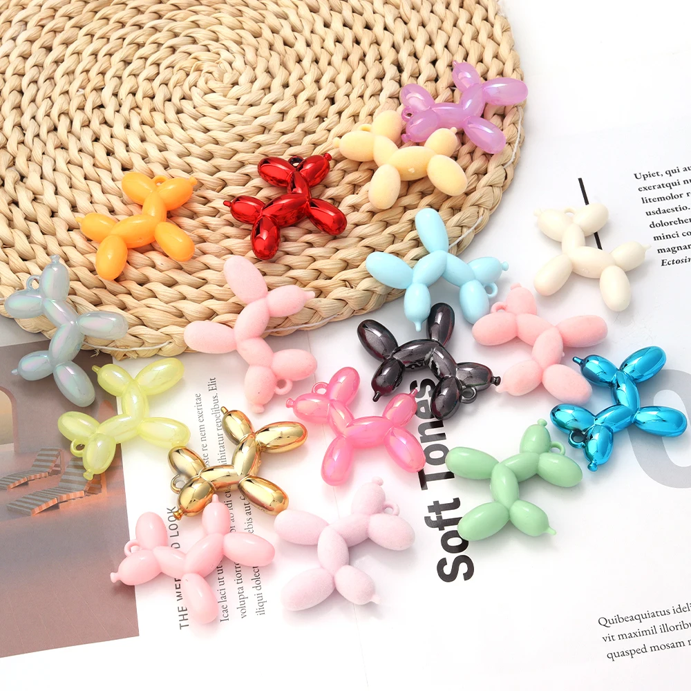 5 teile/beutel Acryl Ballon Hund Charms Multi-Farben gemischt Anhänger für Schmuck machen DIY Halskette Armband Schlüssel anhänger Zubehör – Detail 4