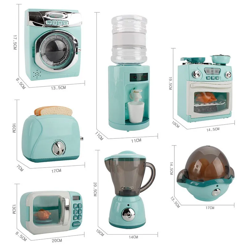 Kitchen Home Appliances Toy Kids Pretend Play Set Household Coffee Maker Mixer Toaster Vacuum Cleaner Playset for Children Gifts 3