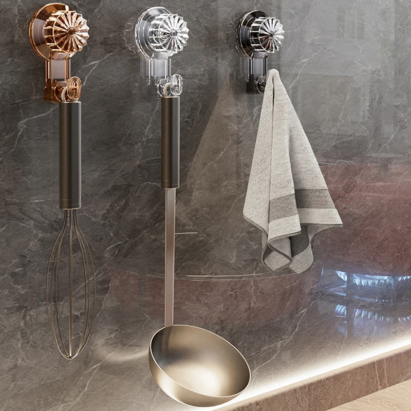 2PCS New Suction Cup Hooks Strong Wall Sucker Vacuum Non-punching Traceless Hooks High Quality Kitchen Bathroom Wall Hook