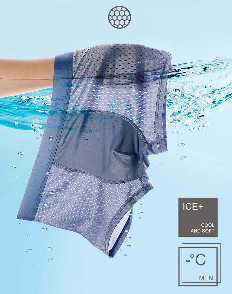3Pcs Herren Boxer Männer Boxer Sexy Mesh Unterwäsche Graphene Antibakterielle Männliche Höschen Eis Seide Unterhose Atmungsaktive 4XL Boxershort – Detail 2