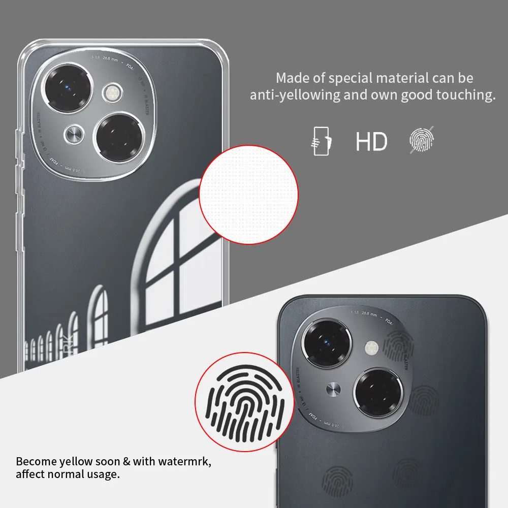 Clear Shockproof Silicone Phone Case, Transparent Back Cover