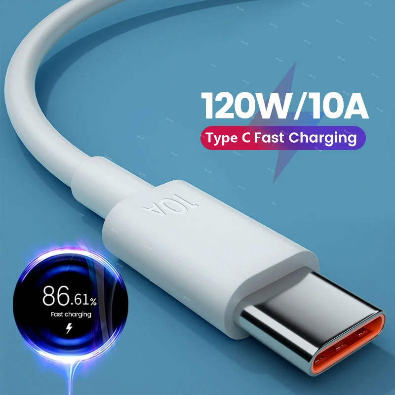 120W 10A USB Type C Cable Super Fast Cables for Huawei Xiaomi Poco HUAWEI Quick Fast Charging USB-C Charger Cable Data Cord, charging cable,usb cable,usb charging cable