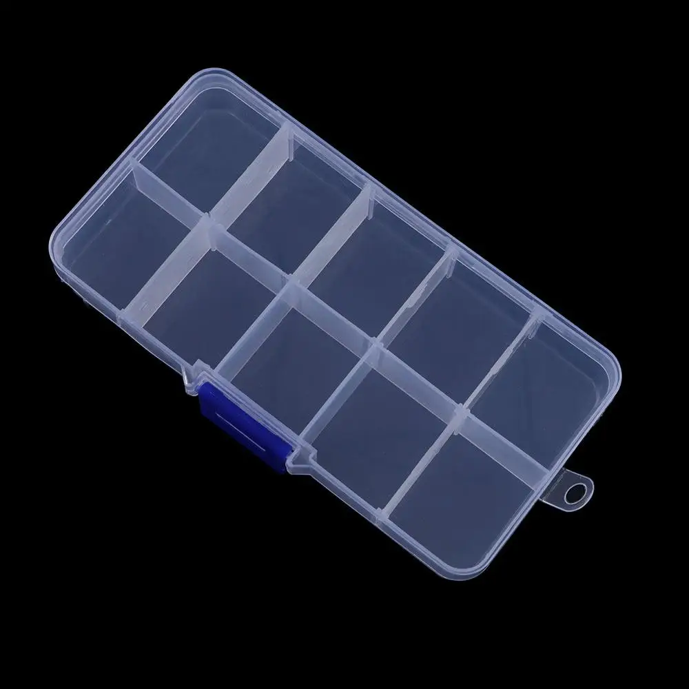 Description Picture 3 of itemAccessory Box Hook Lure Box Transparent Square Plastic Detachable Fishing Tackle Box 10 Compartments Fishing Box Storage Box