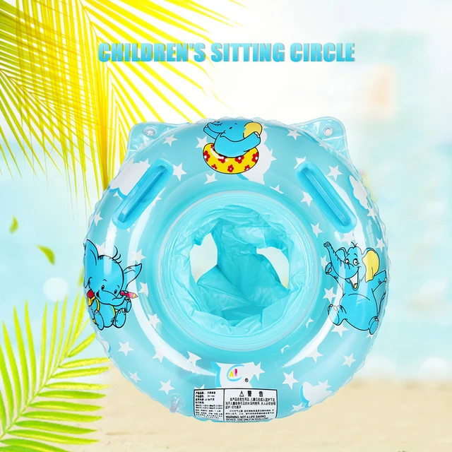 Baby Swimming Pool Rings Seat Cute Inflatable Swim Ring Float Seat Swim Circle with Dual Handle for Baby Toddlers Pool Bathtub 2