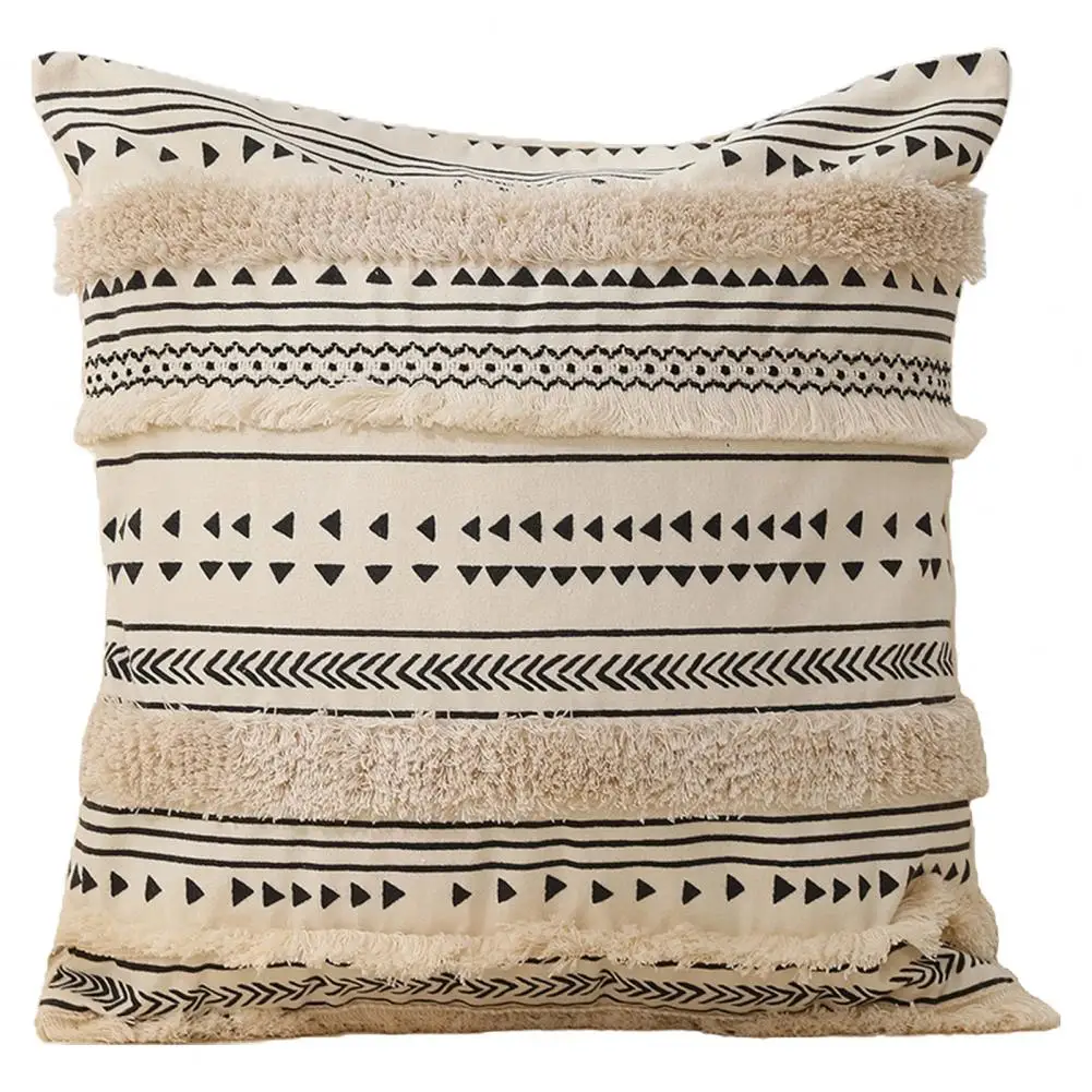 

Fringe Accent Throw Pillow Case Argyle Pattern Pillowcase Bohemian-inspired Pillow Covers for Stylish Home Decor for Sofa