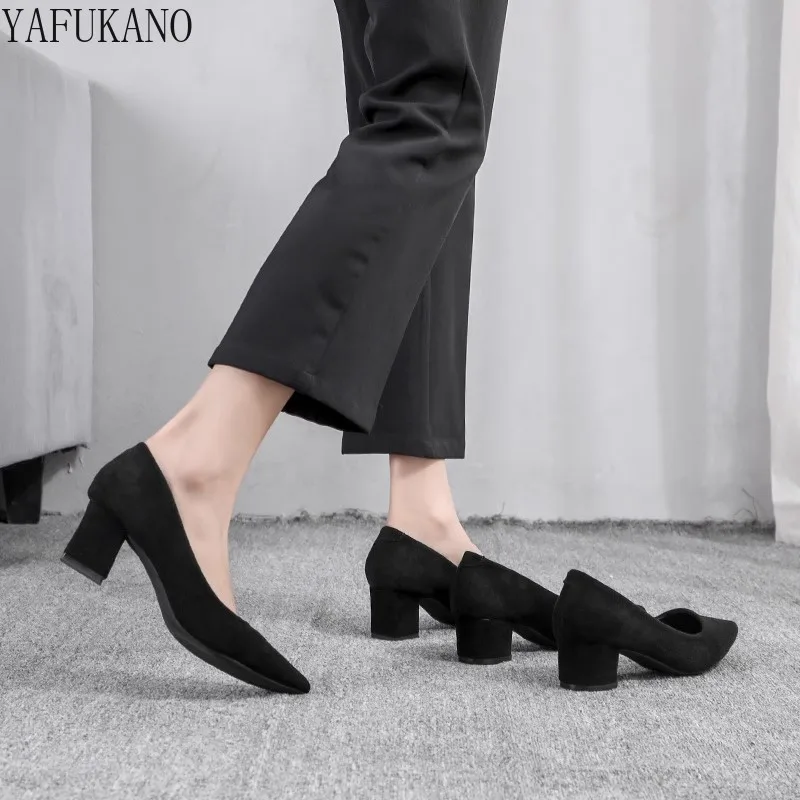 Mode Dikke Hak Vrouwen Pompen Temperament Eenvoudige Office Werk