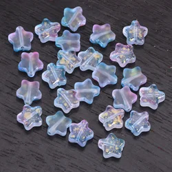 20pcs Colorful Star - Shaped Lampwork Glass Beads for DIY Jewelry and Crafts (Matte Blue Pink G)