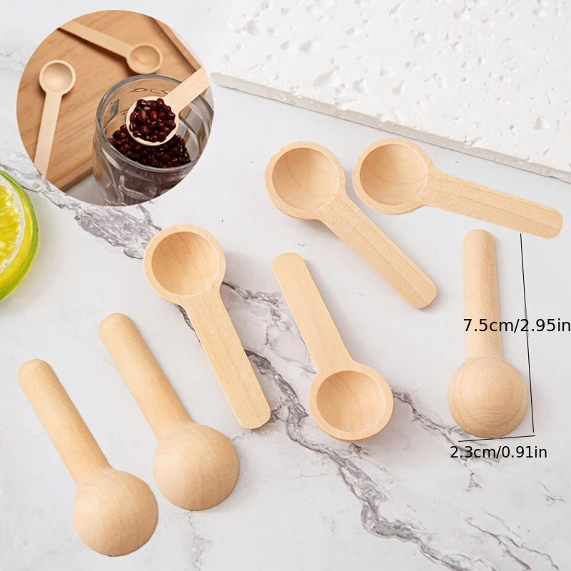 4pcs Wooden Mini Spoon, Long-Handle Wooden Seasoning Spoon, Tea Spoon, Mini Ice Cream Spoon, Charming Kitchen Utensil