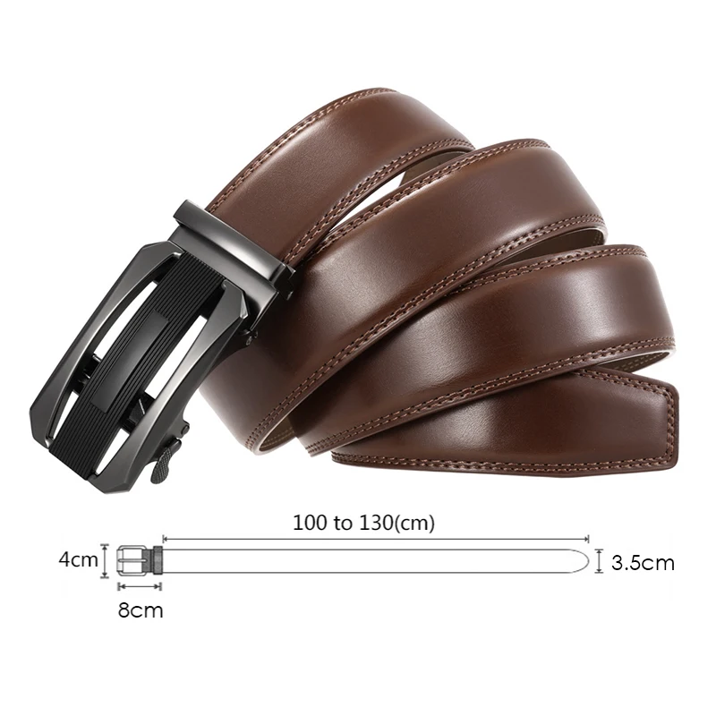 VATLTY Genuine Leather Belt for Men Natural Cowhide Metal Automatic Buckle Ratchet Belt 38mm Trouser Male Girdles