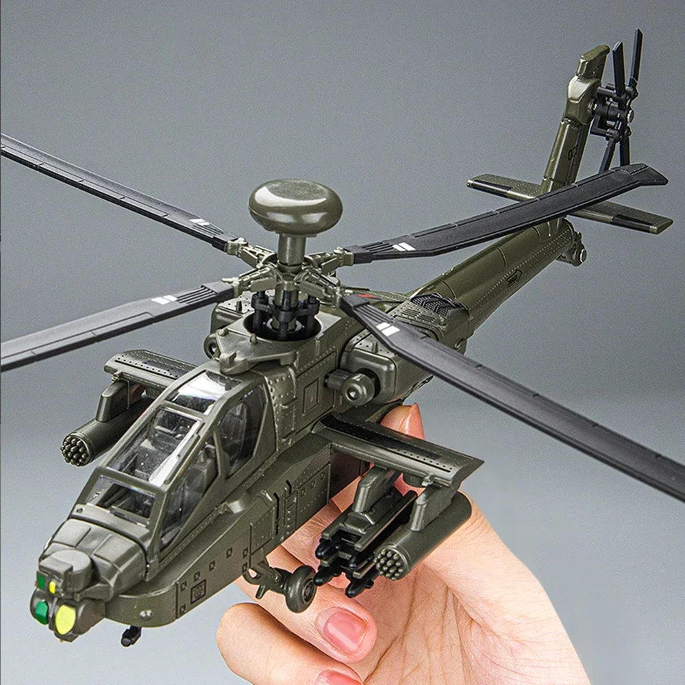模型ヘリコプター 子供のおもちゃのヘリコプター,軍用飛行機1/64 ah-64 apache