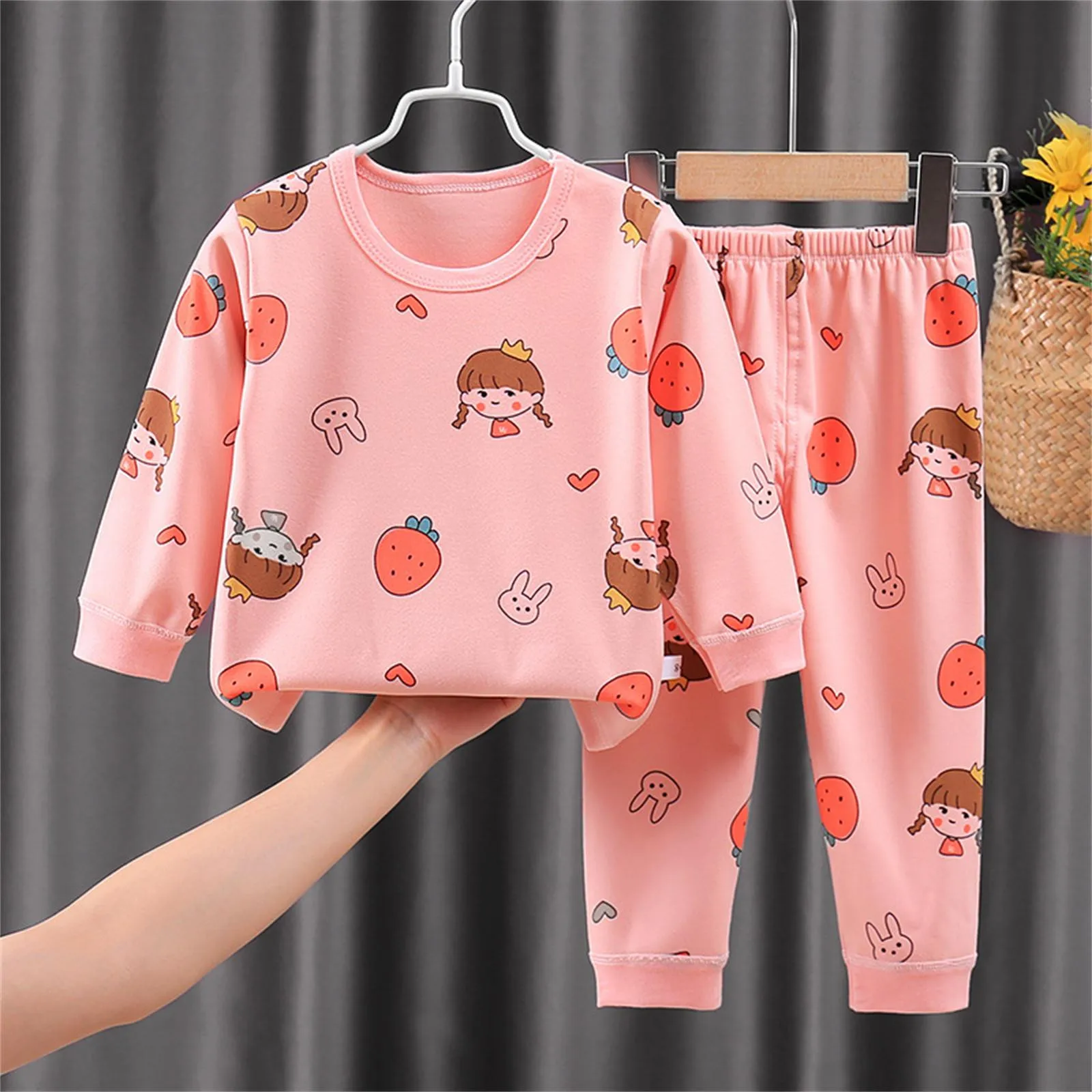 

Baby's Cotton Underwear Sets Warm Autumn and Winter Kids Girls And Boys Children's Home Wear Sleepwear Two Piece Pajamas Sets