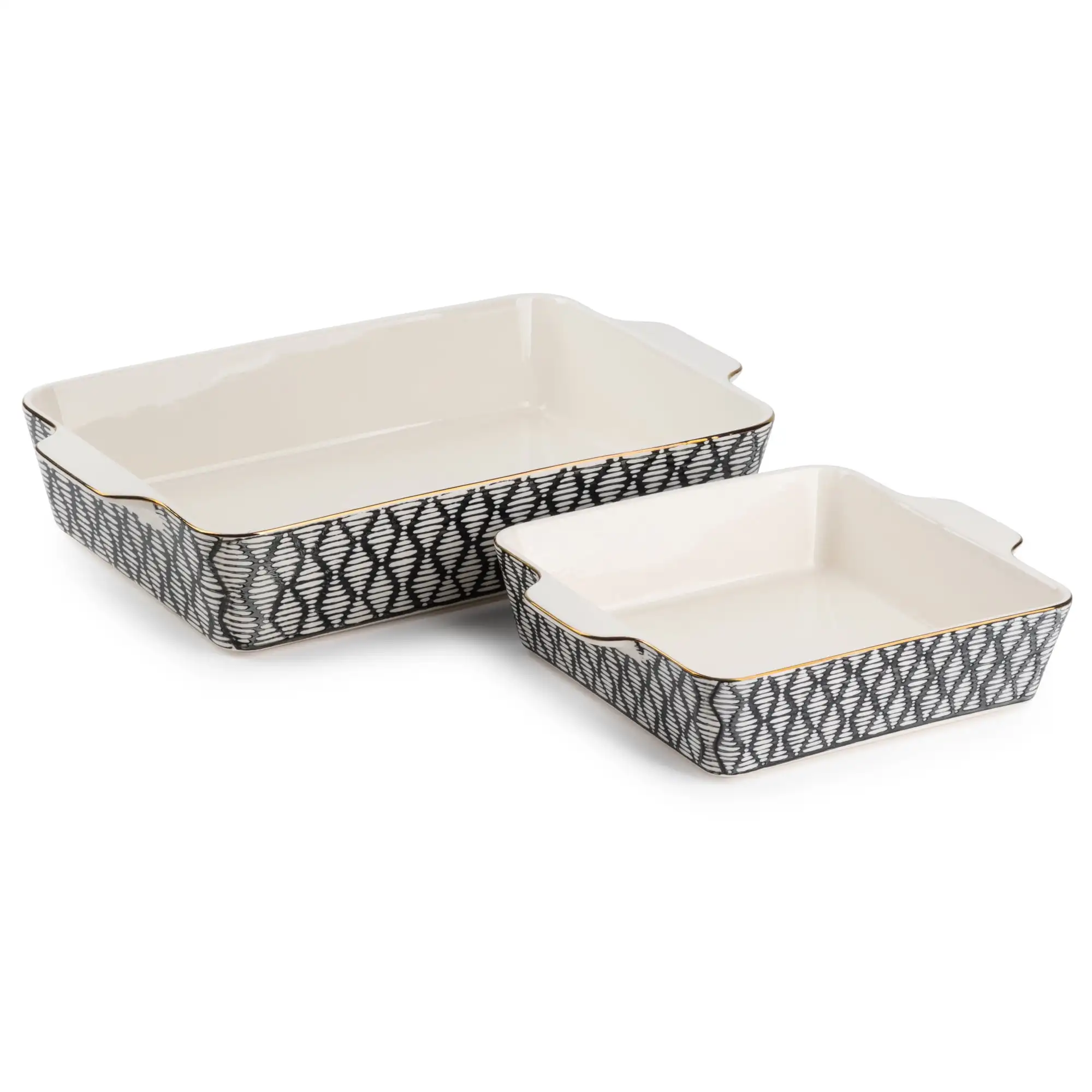 

Thyme & Table Stoneware Square & Rectangular Baker, Black & White Geo, 2-Piece Set