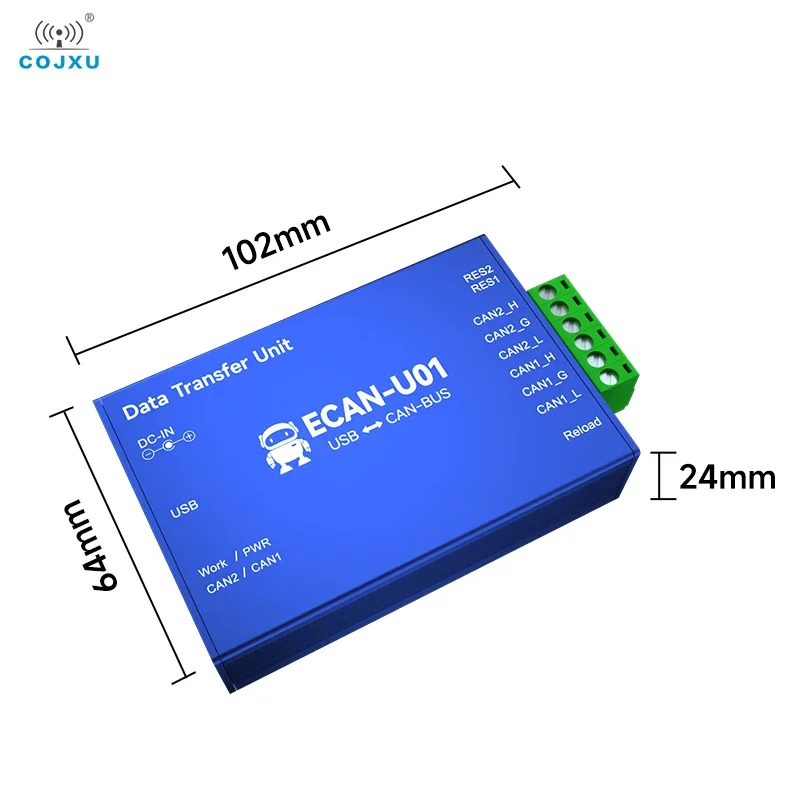 COJXU CAN to BUS 프로토콜 변환기, CAN2.0 to USB2.0 CANBUS 양방향 투명 전송 통신 트랜시버 ECAN-U01