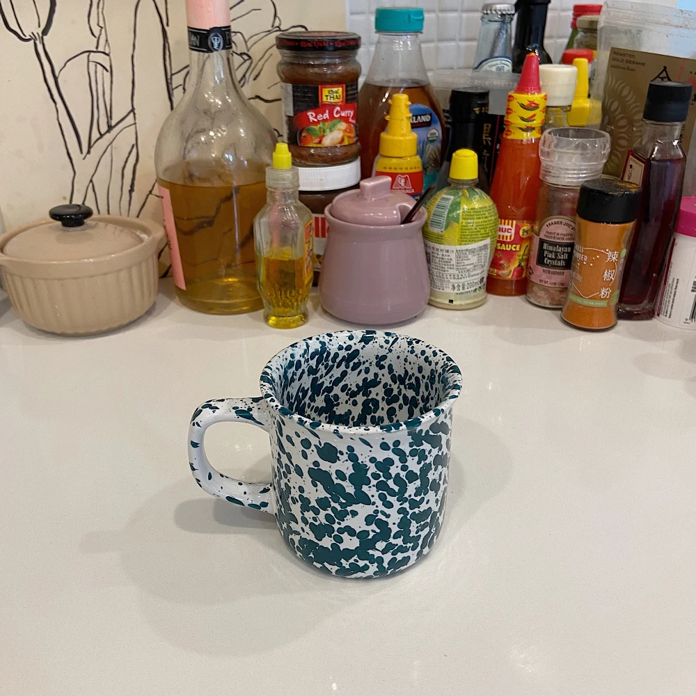 Korean Sle Cerc Coffee Cup Splaed Ink Design Underglaze  Dot Pattern Mark Cup for Adults Fre Sle Juices Water