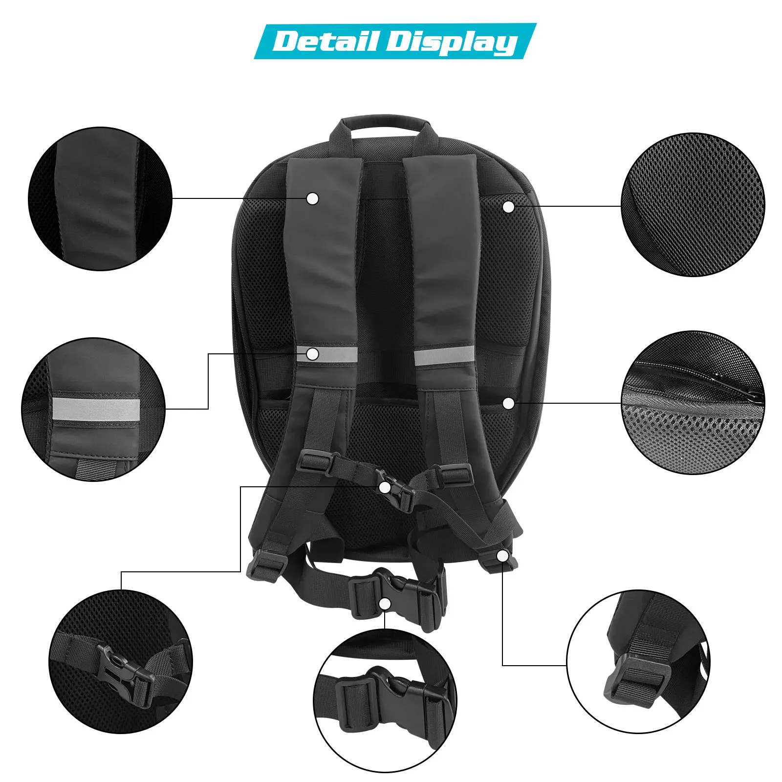 나이트 사이클링 배낭, 눈 오토바이 헬멧, 블루투스 앱 제어, 방수 하드 쉘 노트북 쿨백, LED Mochila