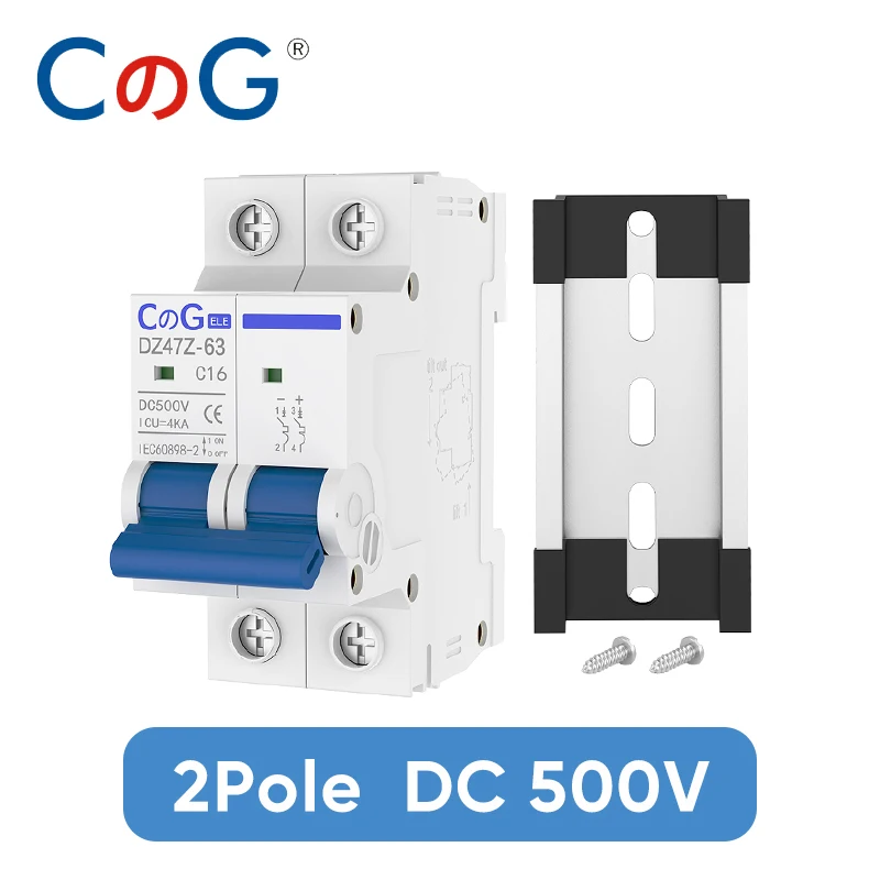 CG DC Miniature Circuit Breaker 2Pole 10A 16A 20A 25A 32A 40A 50A 63A 500V Thermal Magnetic Trip Din Rail Mount Switch circuit breaker