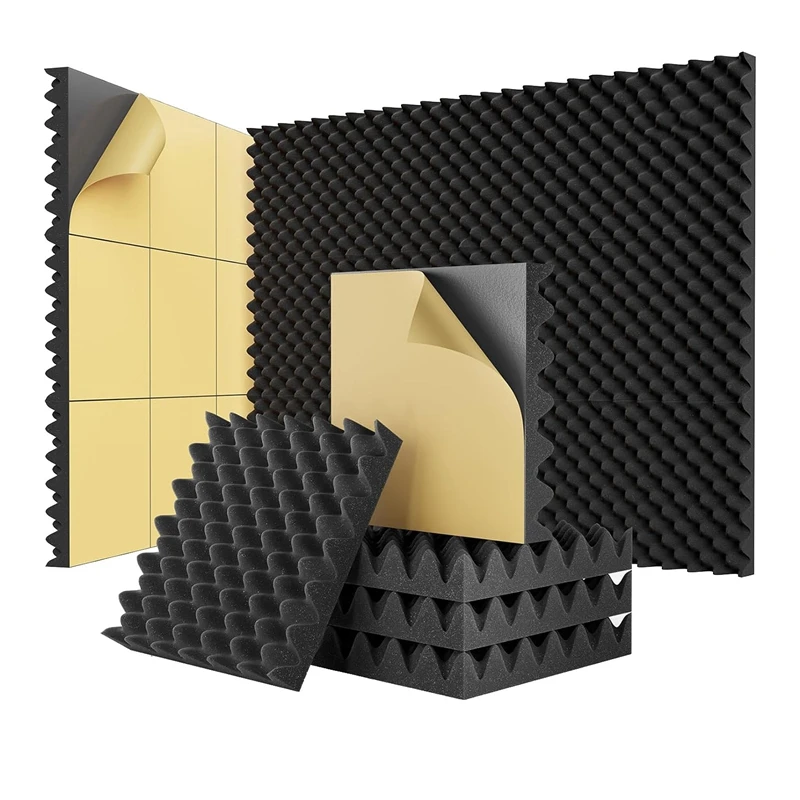 

24 Pack Self Adhesive Egg Crate Sound Proof Foam Panels 2X12x12inch, Acoustic Foam For Home & Studios Easy Install