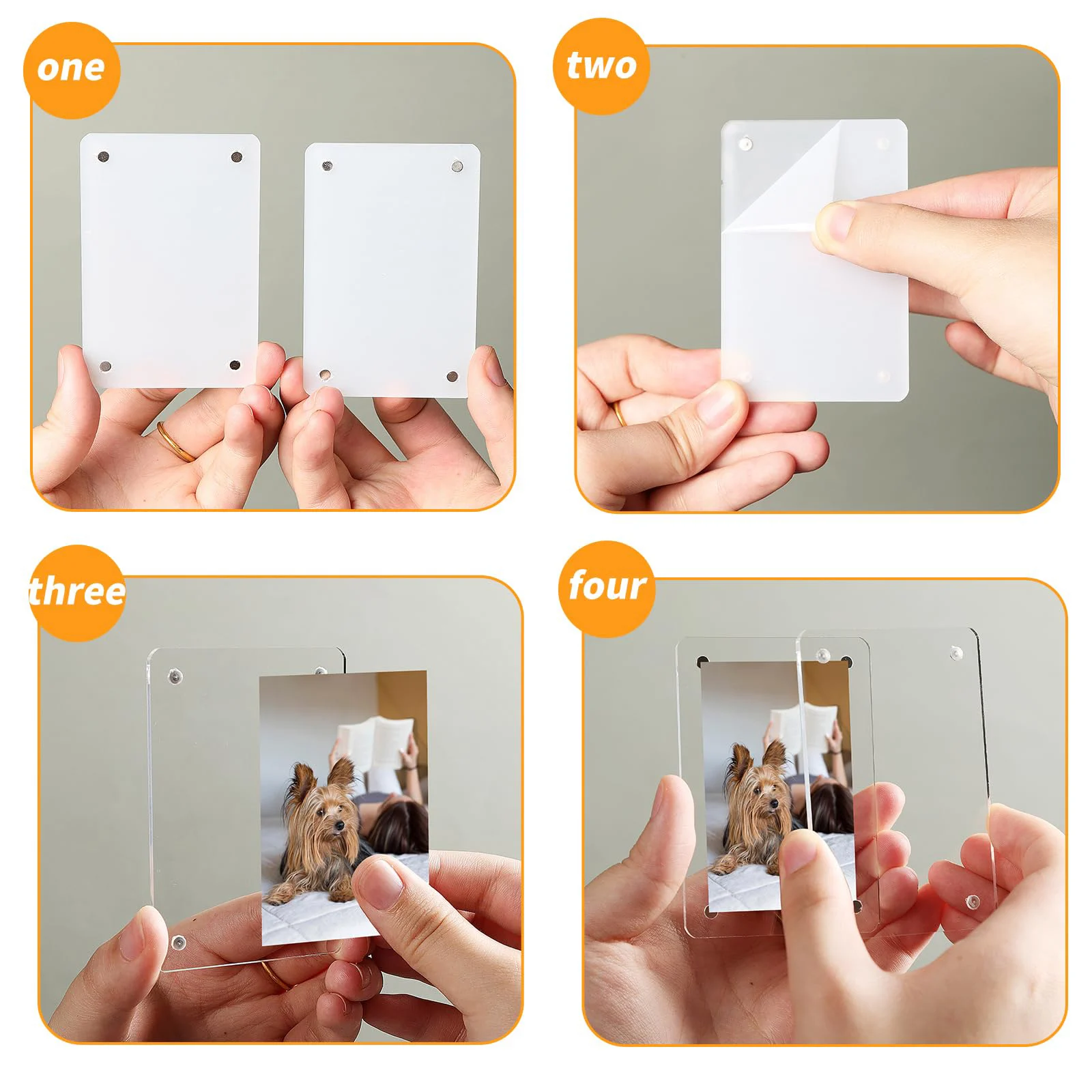 5 Packs Acrylic Fridge Magnetic Instax Frame 2.46x3.54 Inch Magnet Frame Refrigerator Double Sided Mini Picture Frames