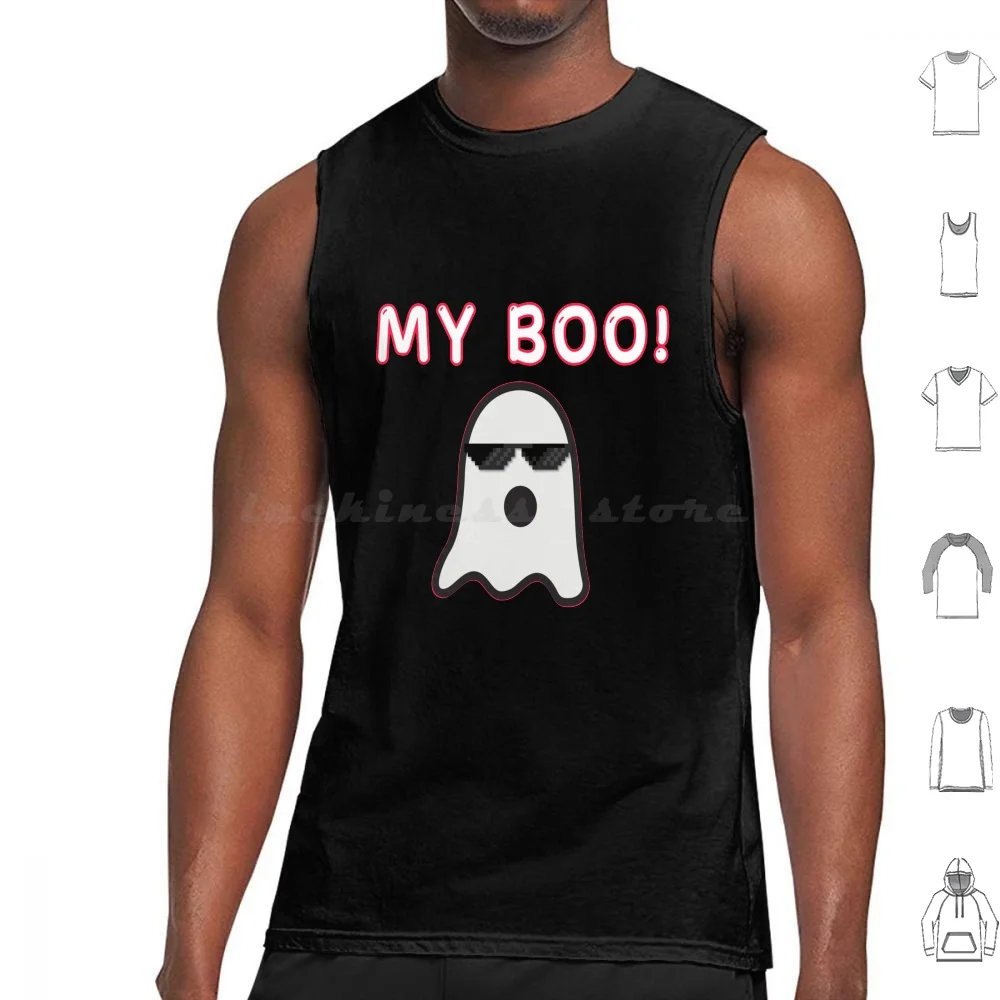 

My Boo ! Tank Tops Print Cotton Halloween Peace Love Boo Halloween Funny Peace Love Boo Halloween For Mom Halloween For