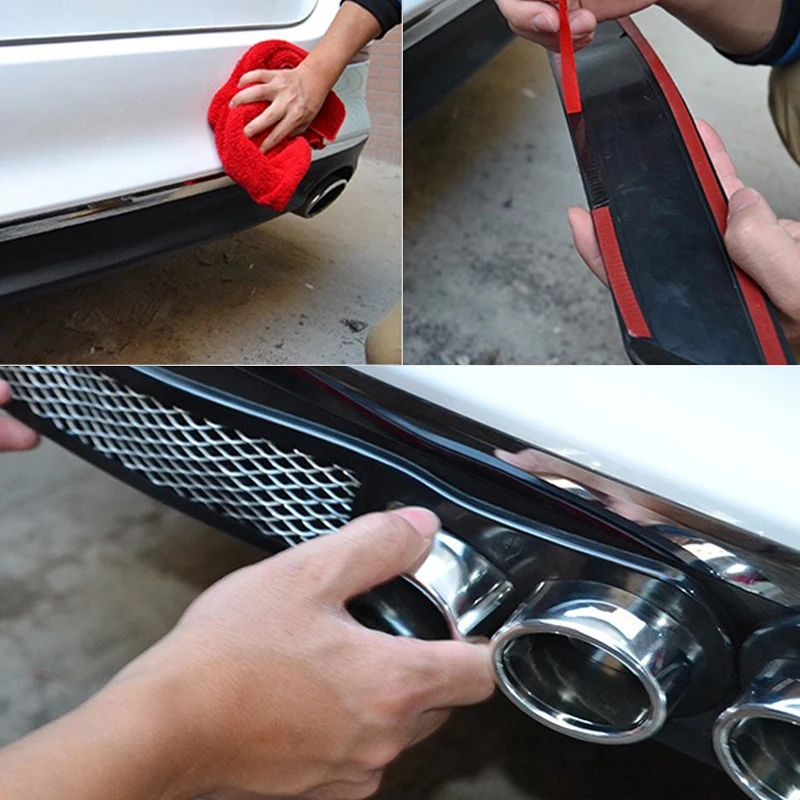 범용 ABS 고무 자동차 스타일링 가짜 장식 벤트 그리드 배기 머플러 파이프 접착 테이프, 자동차 꼬리 수정, 1 쌍