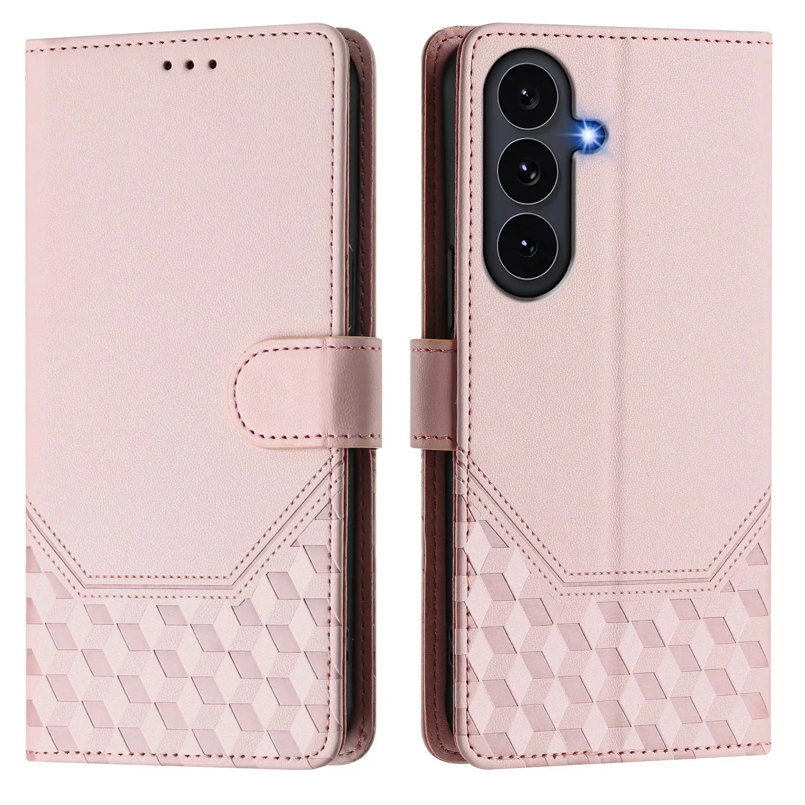 Classic Embossed Leather Flip Phone Wallet Cover