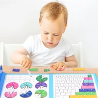Math Mastery Montessori Magnetic Fraction Puzzles Colorful Wooden Book for Children Arithmetic Learning Teaching Aids 2