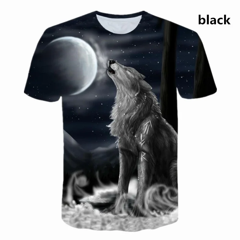 

2023 New Men's Loose Short Sleeve T-shirt Cool 3d Wolf Digital Printing Casual Top T-shirt