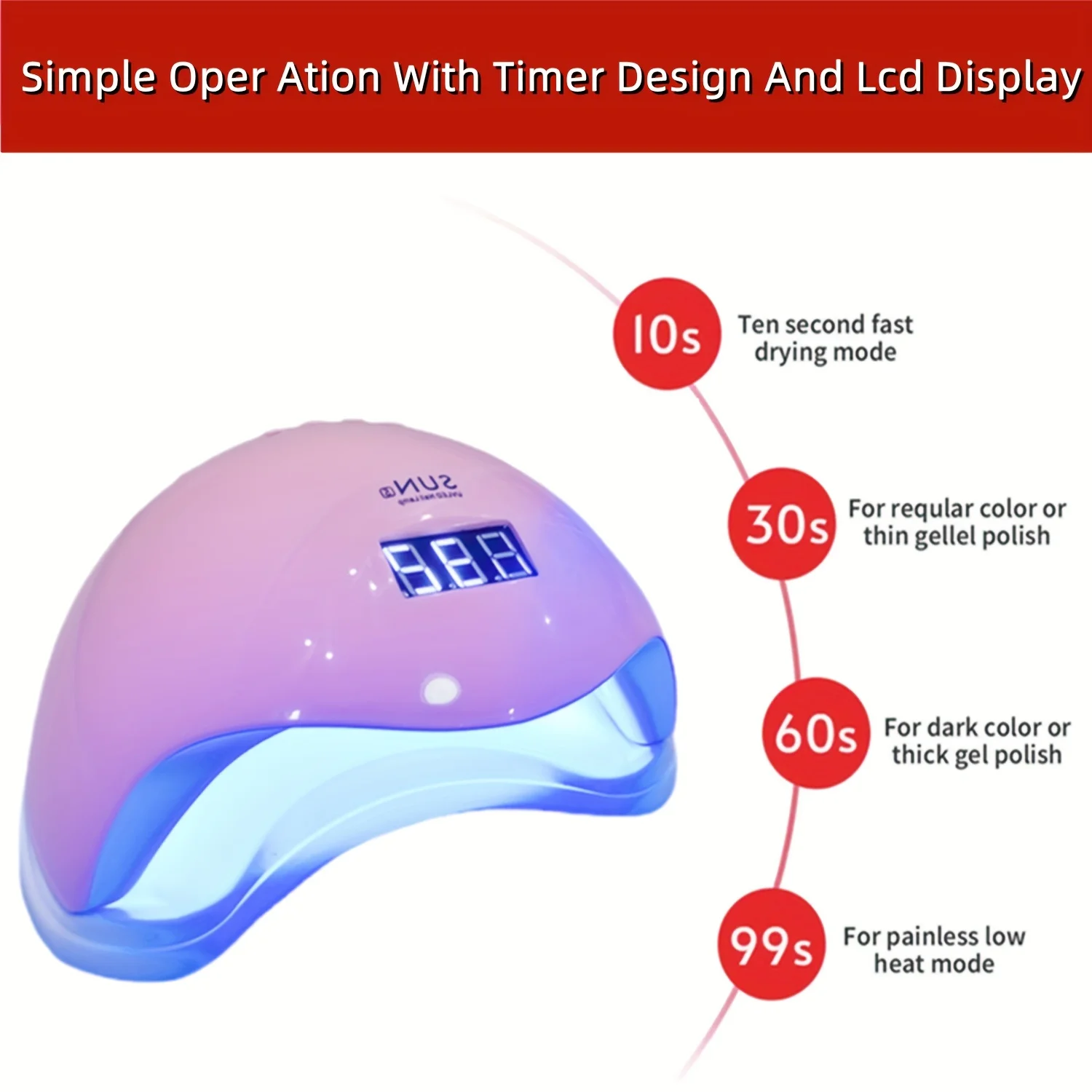 YIKOOLIN 48W UV LED Nail Lamp for Professional Saloon Fast Nail Gel Dryer With 4 Timers Automatic Sensor LCD Display 3