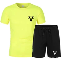 Fitness Wear Mesh Breathable T-shirt Suit Men's Quick-drying Short Sleeves + Shorts Running Gym Sports Training S-4XL 4