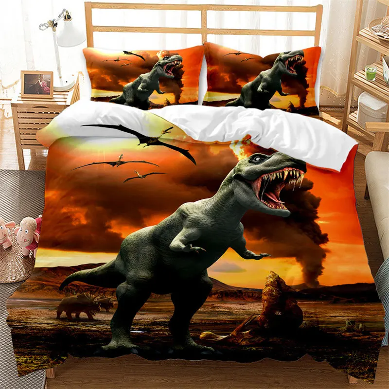 Jogo De Cama Solteiro Infantil Fofo Dinossauro Jurassic