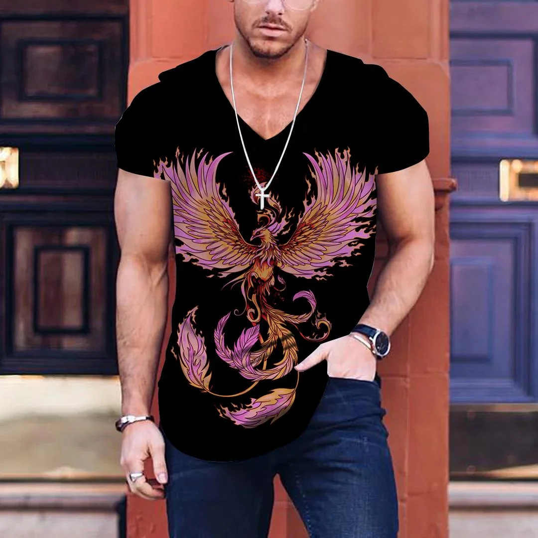 T shirt For Men‘s Phoenix Bird And Lion 3d Print Summer Men Tee