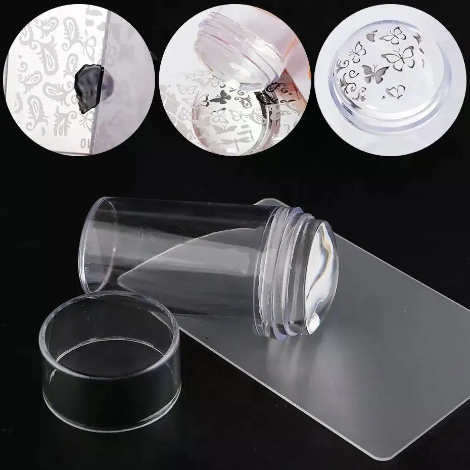Description Picture 5 of itemTransparent Nail art Stamper With Scraper Jelly Silicone Head Stamp French Nails Printing Nail Art Stamping Plate Manicure New