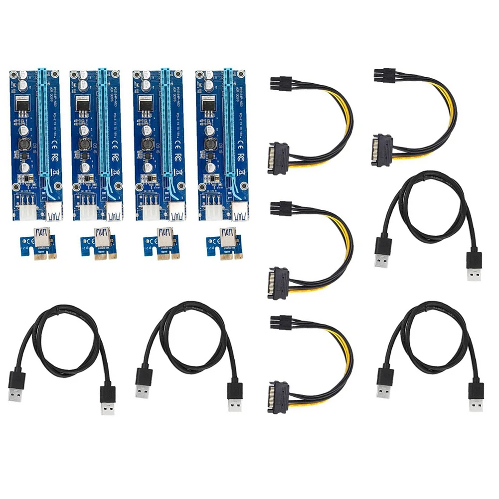 

PCI-E адаптер-карта PCI-E 1X до 16X Удлинительный кабель 4Pin выделенный USB 3,0 плата адаптера изображений для майнинга BTC