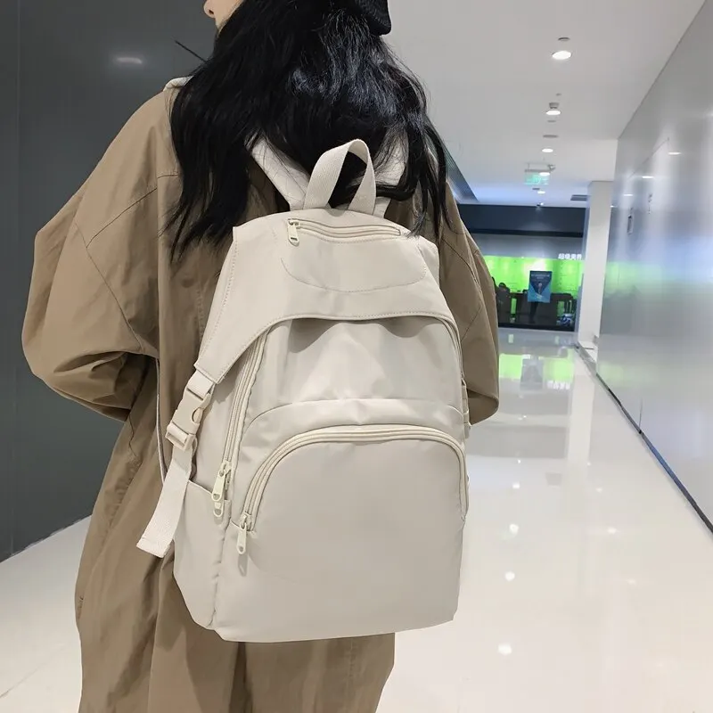 남녀공용 배낭 캐주얼 책가방, 대용량 컴퓨터 배낭, 14 인치 단색