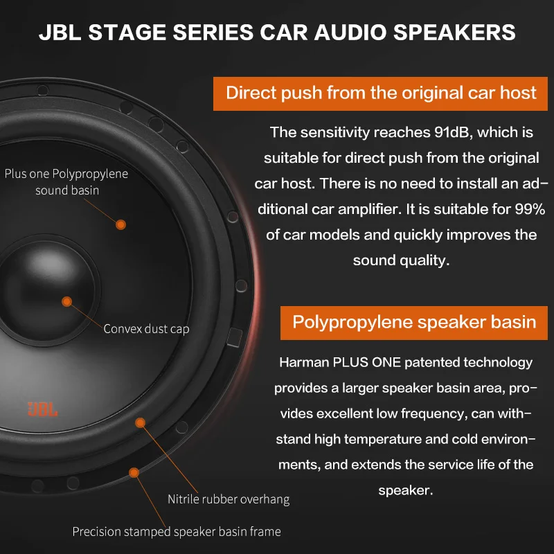 JBL 6.5 بوصة مكبر صوت للسيارة اتجاهين الصوت كروس ا...
