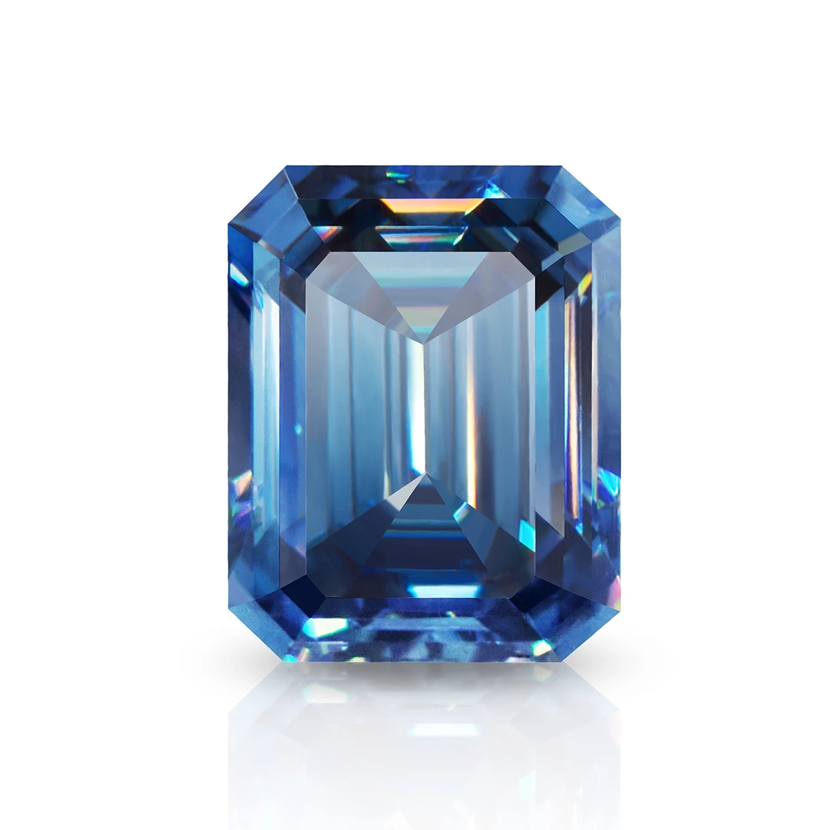 Emerald Cut Blue Moissanite Loose Gemstones 100 Real Moissanite Stone