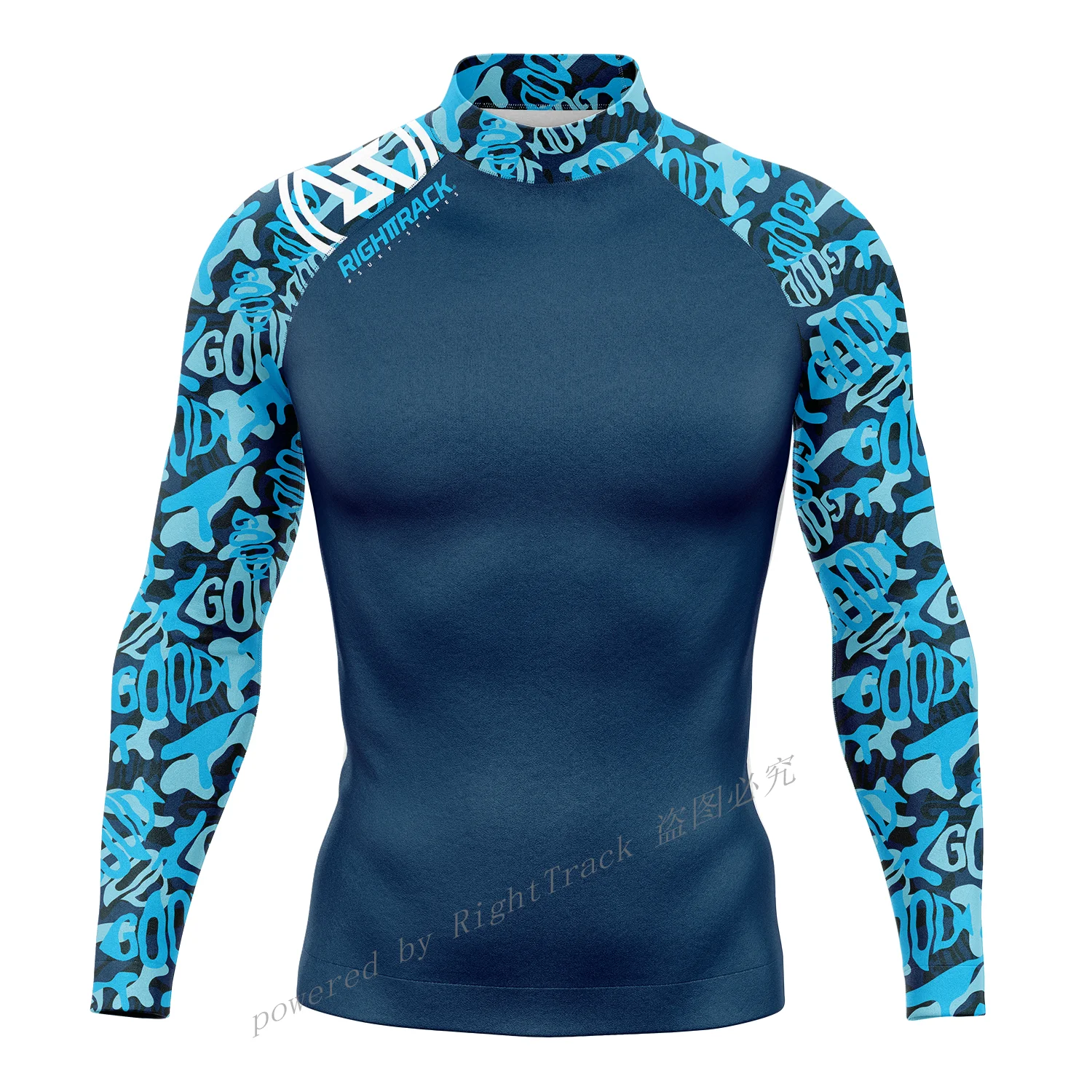 Hot Men's Surfing Shirt Energetic Camo Style Lycra Rashguard RIGHTTRACK For Surf Sportswear Beach UV Swimwear UPF50+ Clothes sports shirt,men rashguard