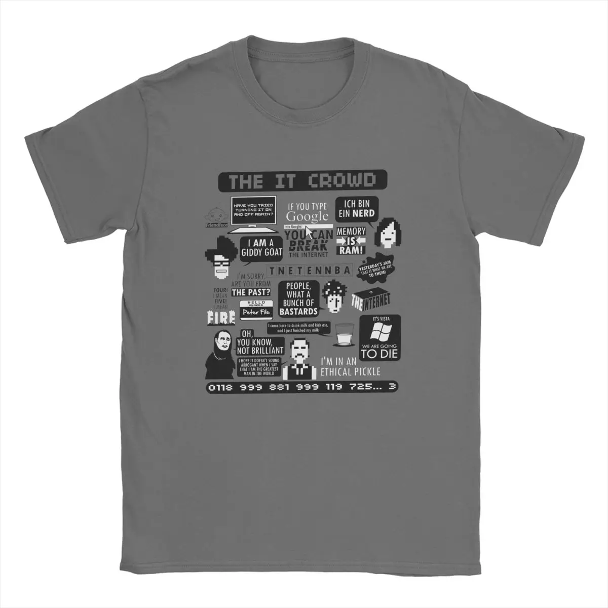 

Men T-Shirts The IT Crowd Quotes Unique Pure Cotton Tee Shirt Short Sleeve Computer Programmer T Shirts Crewneck Clothes Graphic