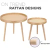 Round Coffee Table Set of 2, Small Mid Century Modern Rattan Coffee Table, Boho Side Table End Tables for Living Room Bedroom 6