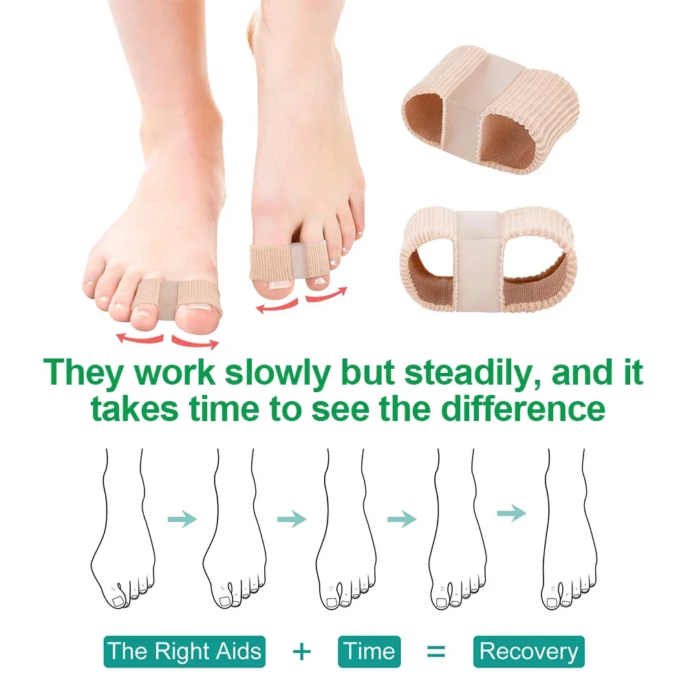 Gel Bunion Toe Separator W/Fabric Lining for Big Toe,Silicone Toe Spacers Breathable Toe Corrector Protector for Overlapping Toe 2