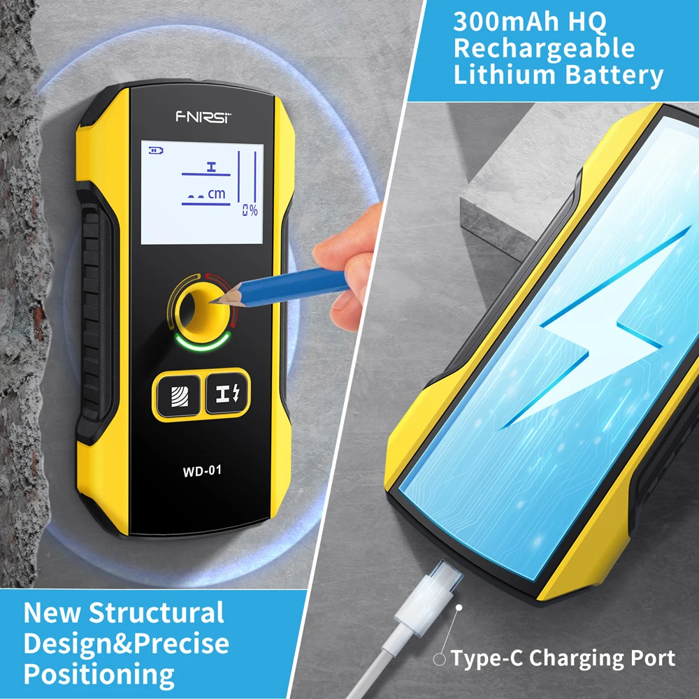 FNIRSI WD 01 Metal Detector Wall Scanner Drill Hole Positioning Tool AC Live Cable Wires Metal
