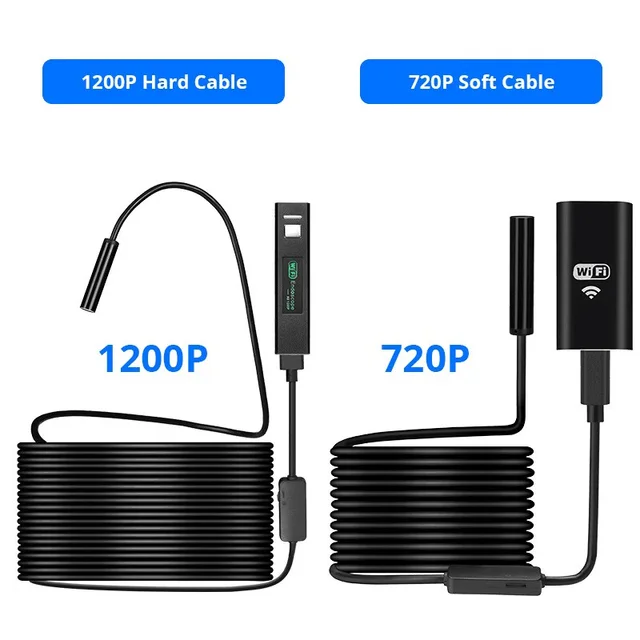 Wireless WiFi Endoscope, Near Focus 1200P HD Endoscope, IP68 Waterproof,  with 8 Adjustable Leds and 5M Semi-Rigid Cable, Suitable for iOS, Android -  KENTFAITH