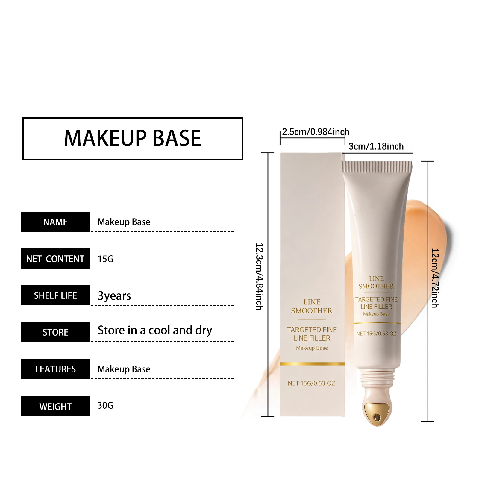 Nicotinamid-Make-up-Primer, versteckt Poren, kontrolliert Öl und Glanz, hellt stumpfe Haut auf, beugt Sonnenbrand vor, natürliche Basis, 3-in-1-Gesichts-Concealer – Detail 12