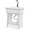 Spacious White Utility Sink Laundry Tub for Laundry Room, Garage Washing Station, Slop Sink, Freestanding Sink White 1