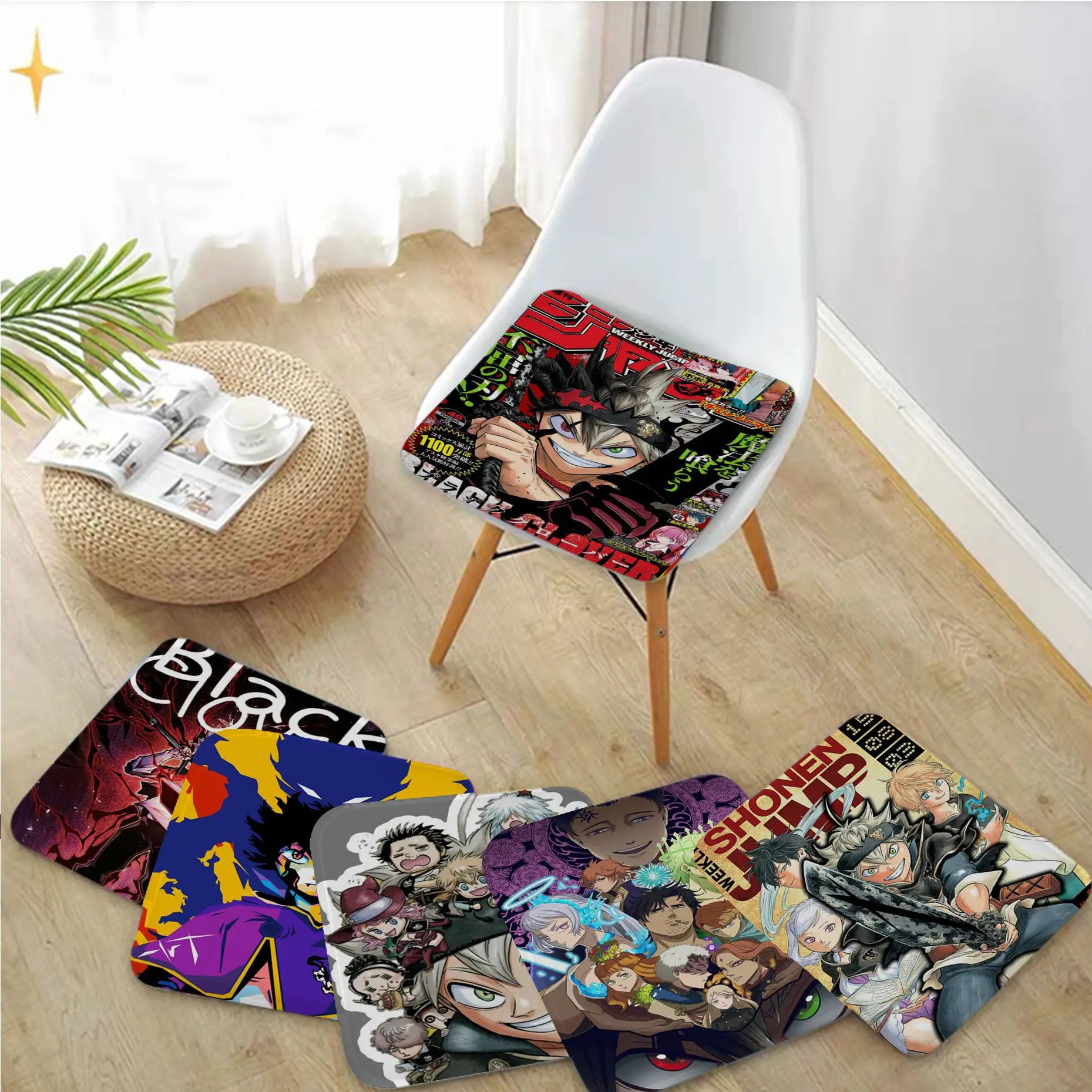 

Black Clover Cushion Mat Modern Minimalist Style Sofa Mat Dining Room Table Chair Cushions Unisex Anti-slip Sofa Decor Tatami