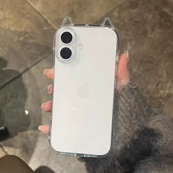 Chic Cat Ear Transparent Luxury Phone Case - Shockproof Bumper Cover - iPhone 17 Pro Max (Clear)