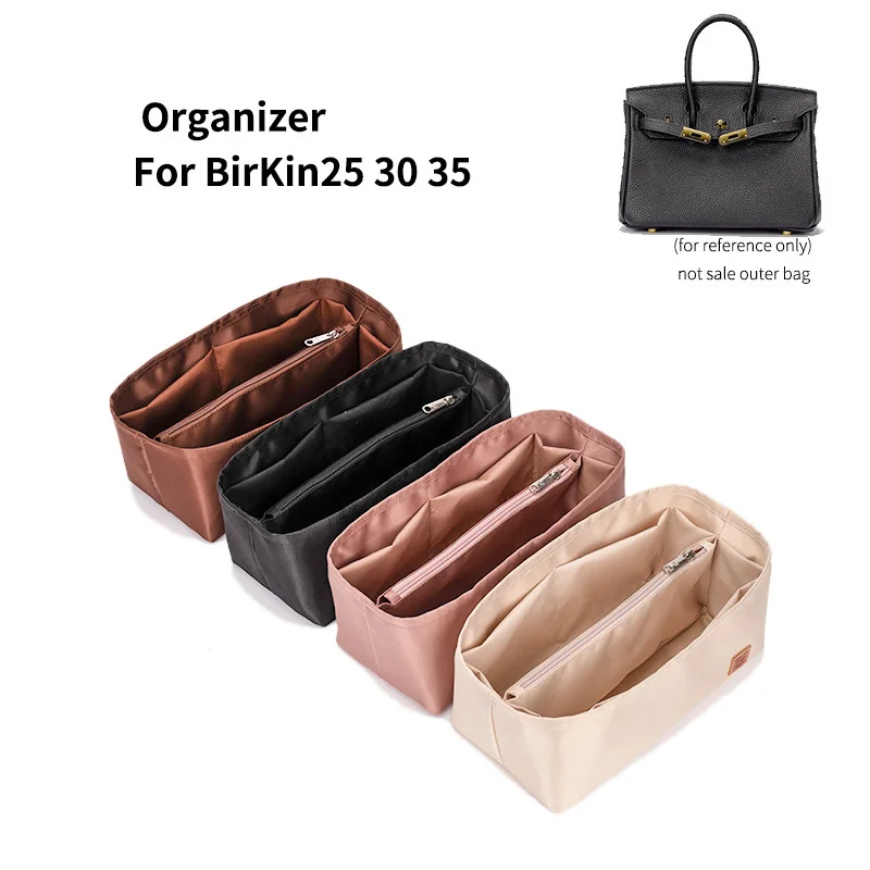 

For Bir 25 kin 30 35 Women Purse Organizer Insert , SATIN Fabric Pouch Handbag Tote Shaper, Travel Inner Purse Cosmetic Bag