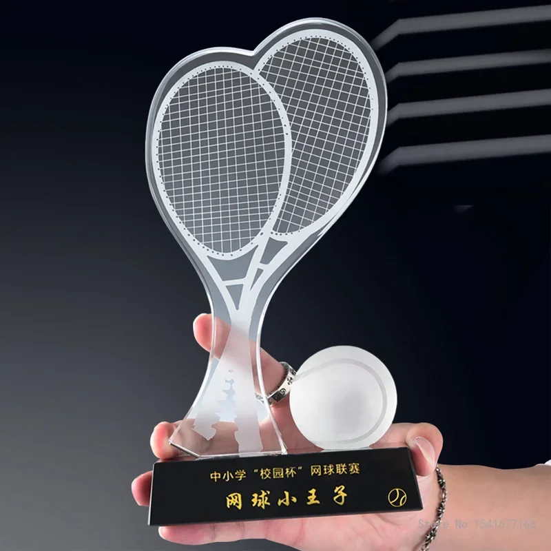 Customized Crystal Engravable Trophy, Creative Home Decorations, Tennis, Competition, Awards, Sports, Badminton, High-grade, 1Pc