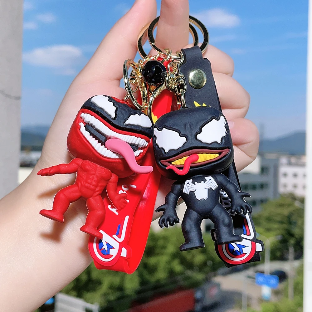 

6 styles Horror series Cartoon Anime Venom Pendant Keychains Car Key Chain Key Ring Phone Bag Hanging Jewelry for Kids Gifts